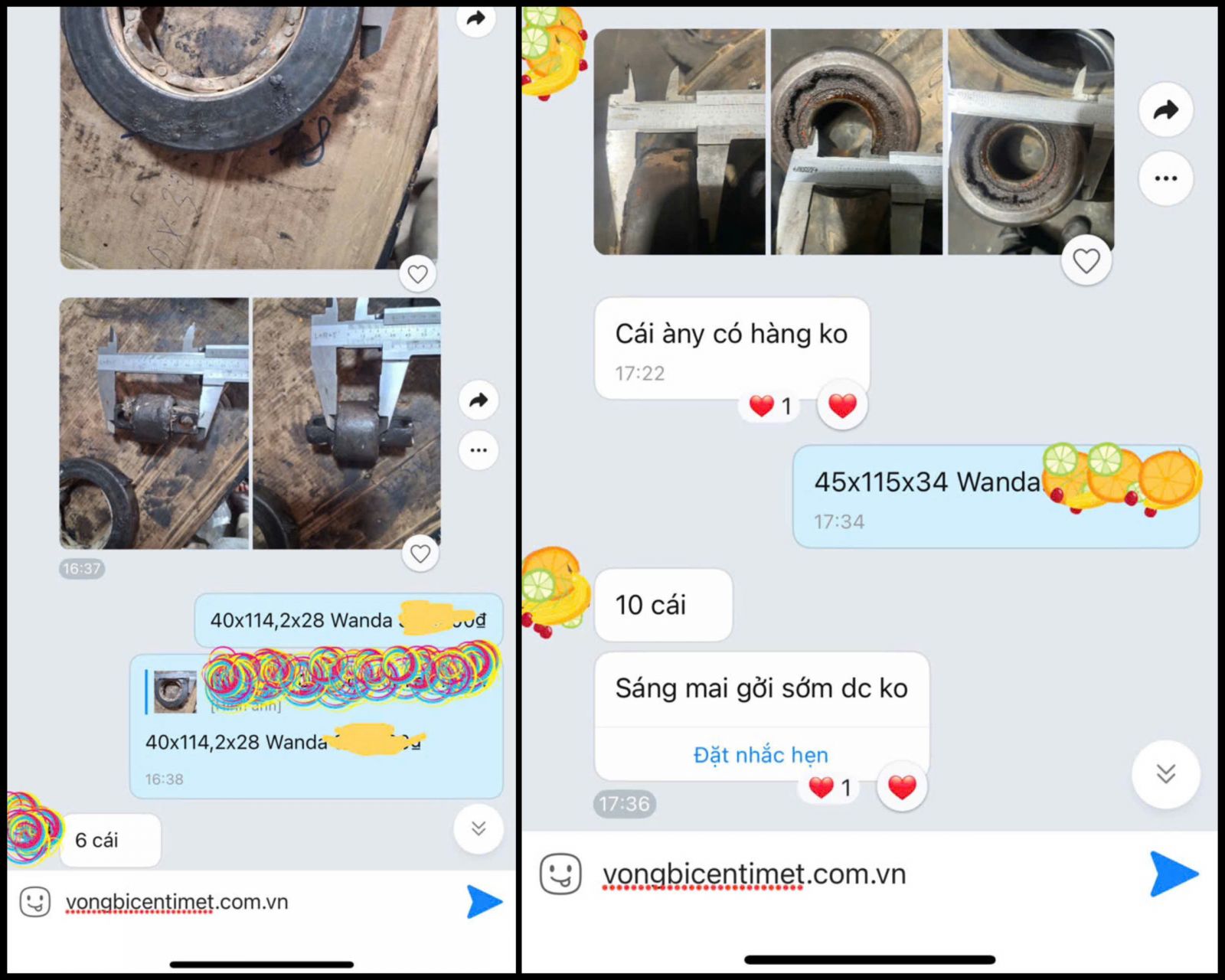 ̣( Khách hàng tin tưởng quay lại đặt hàng số lượng lớn (10 cái) cho mã vòng bi WANDA kích thước 45 x115 x34xmm sau khi đo đạc thực tế.